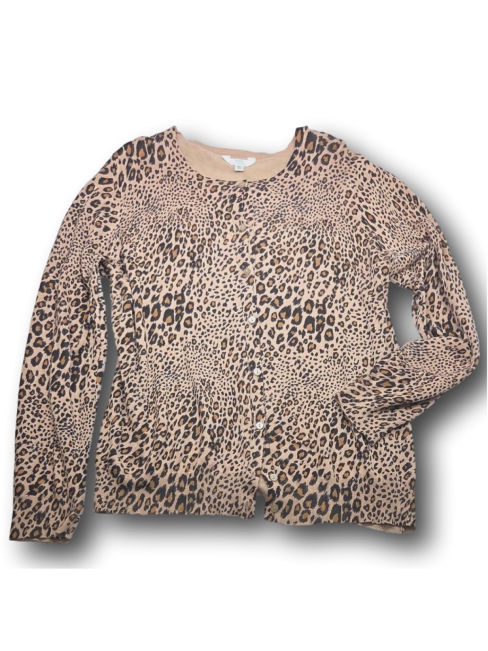 Women's Time and Tru Cardigan XXL Beige Leopard Print